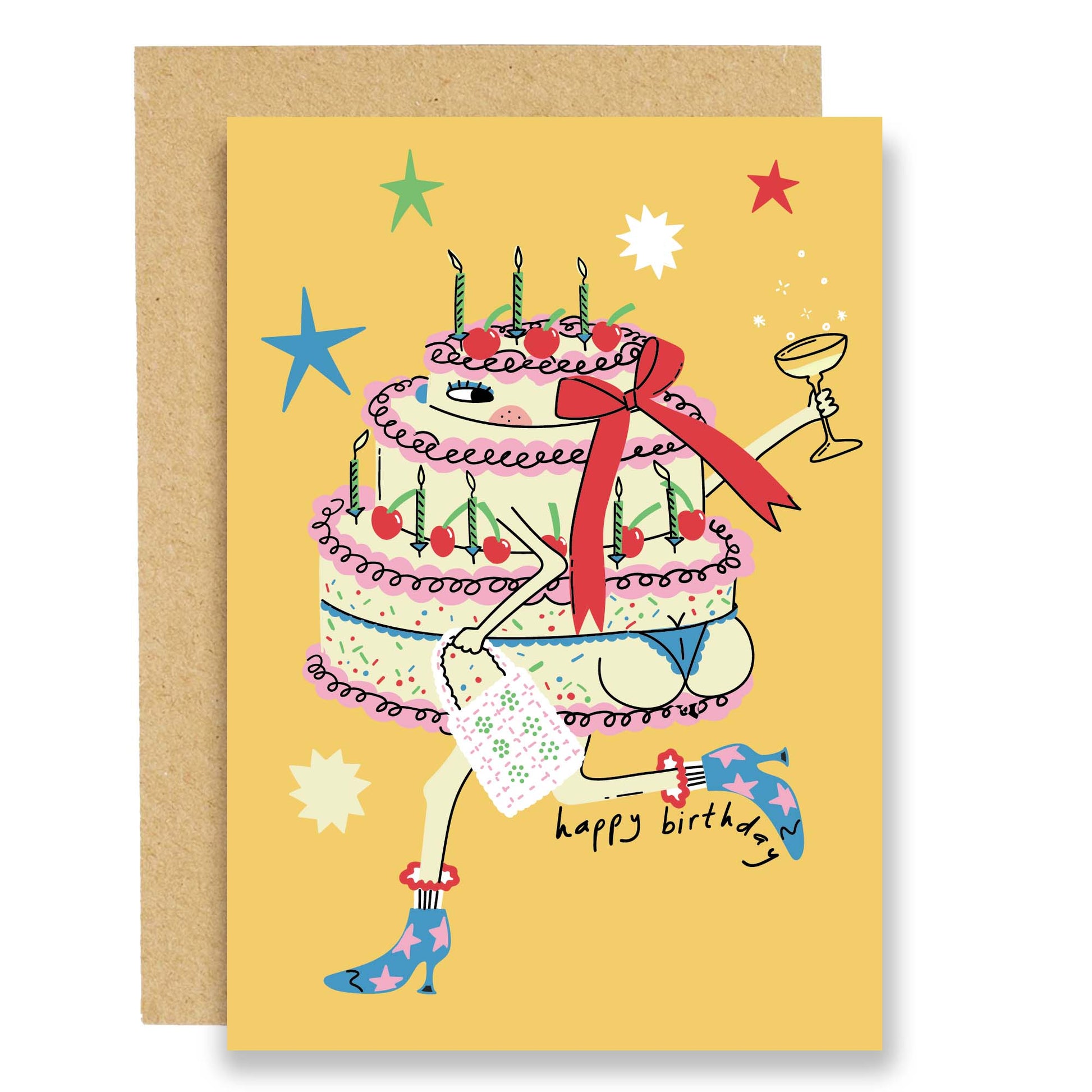 Cake in boots birthday card