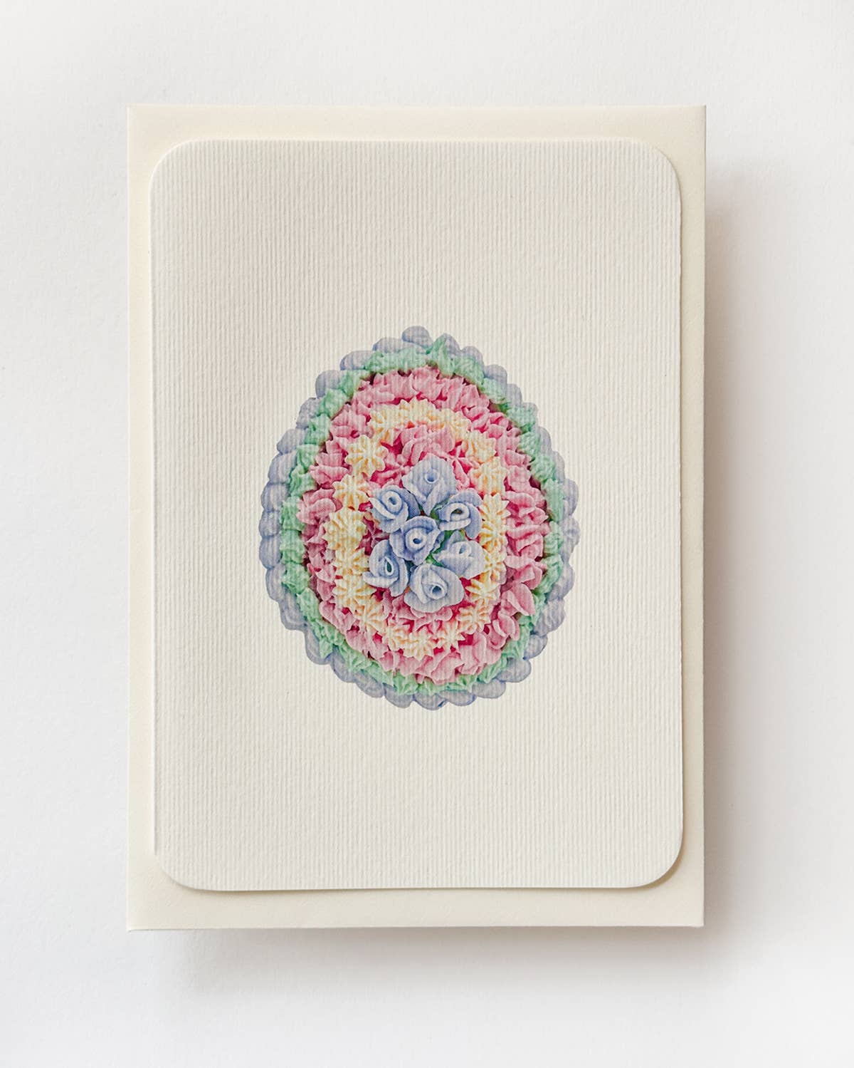 Blue & Pink Posies Royal Icing Egg Greeting Card | Easter