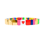 Boho Rainbow Heart Tile Bracelet