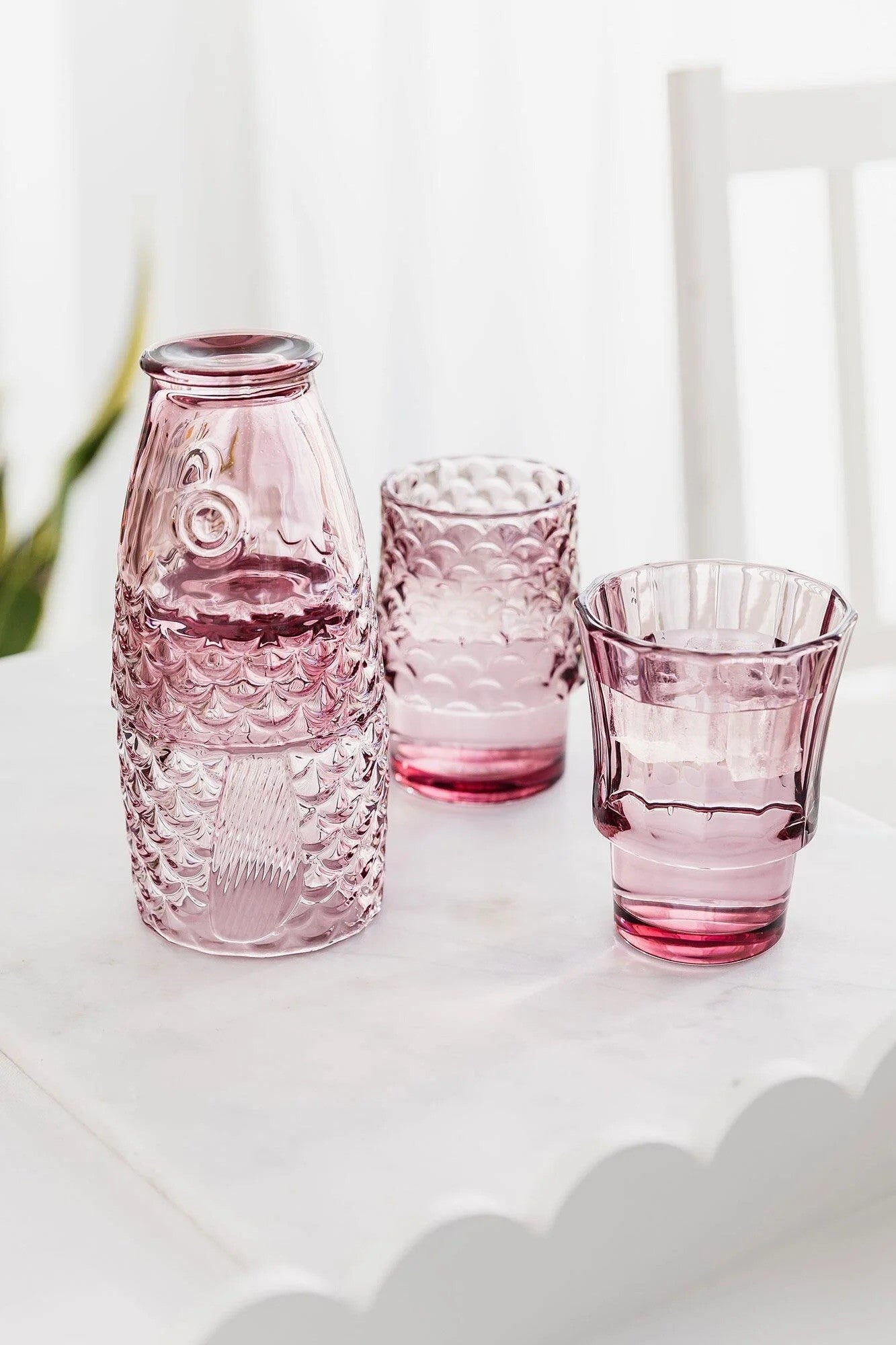 Fish Stacking Drinking Glasses - Set of 4 Pink