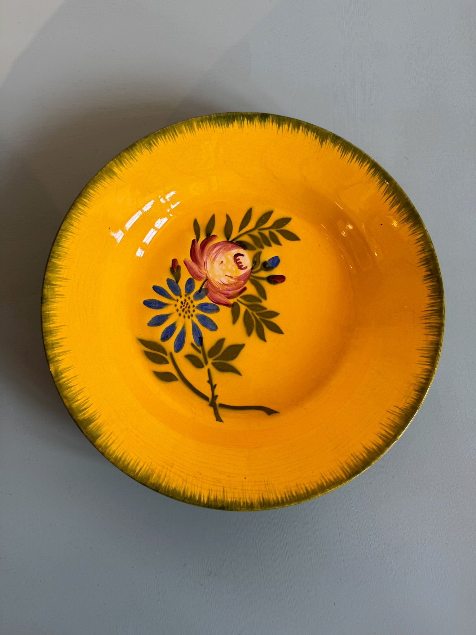 Vintage Large Yellow Shallow Long Champ Bowl