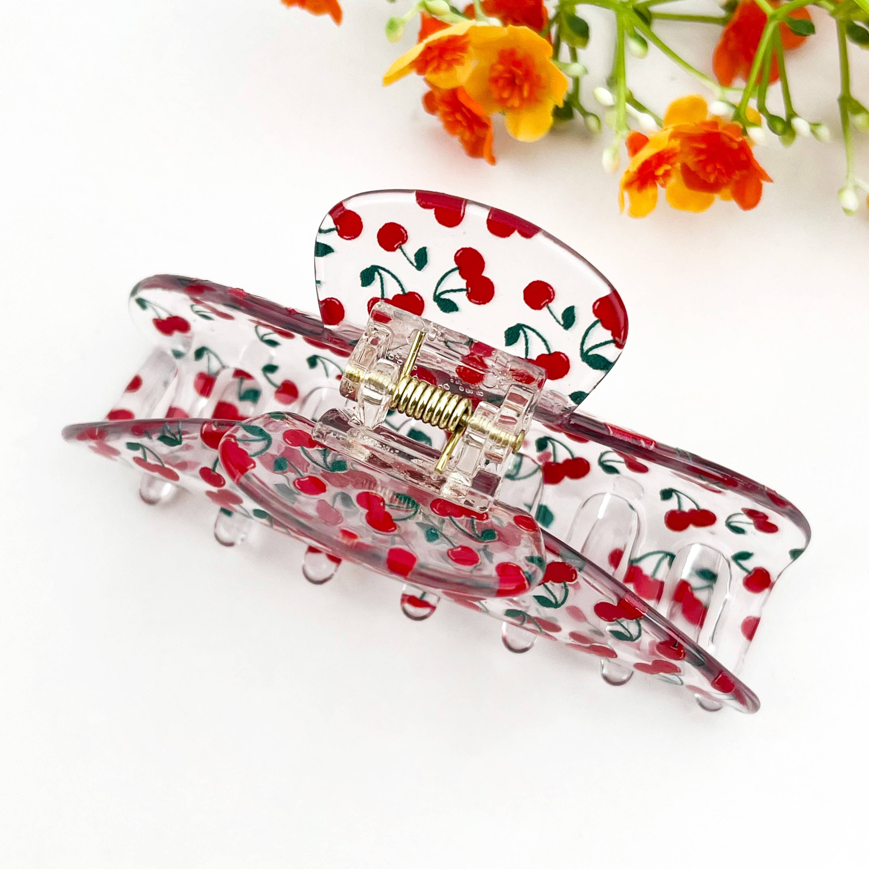 Transparent Cherry Hair Claw Clip