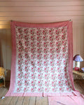Pink Bell Flower Block Print Throw