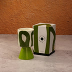 Drip Glaze Olive Candle - Activated Charcoal & Matcha