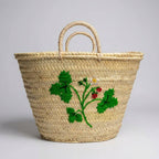 Strawberry Embroidered Market Basket