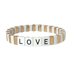 White & Gold LOVE Tile Stretch Stackable Bracelet