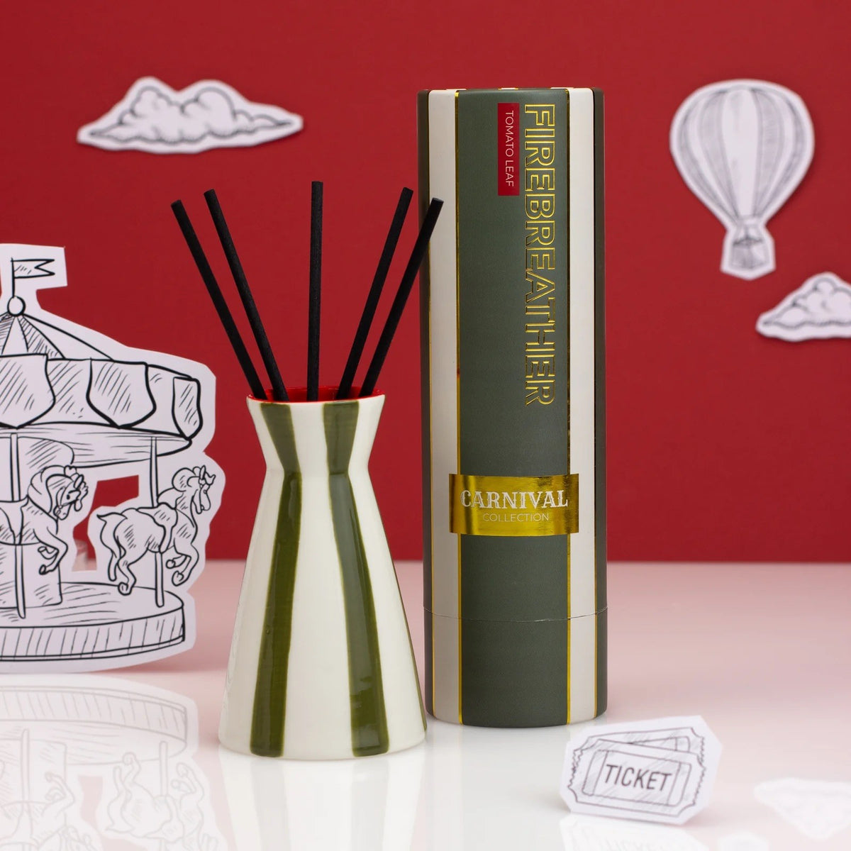 Olive Stripe Diffuser - Tomato Leaf