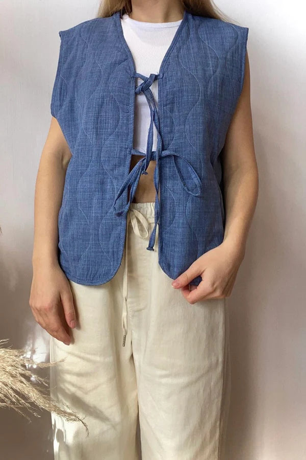 Lina Quilted Tie Vest
