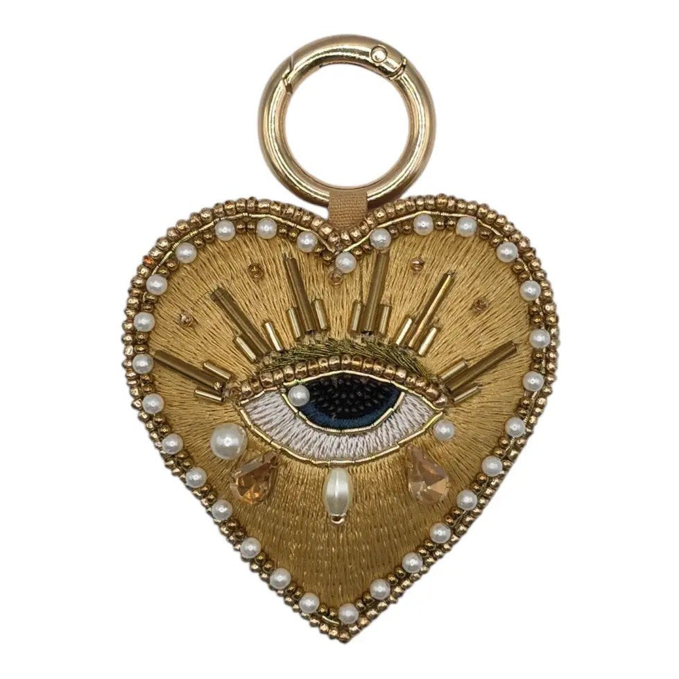 Gold Heart Eye Bag Charm