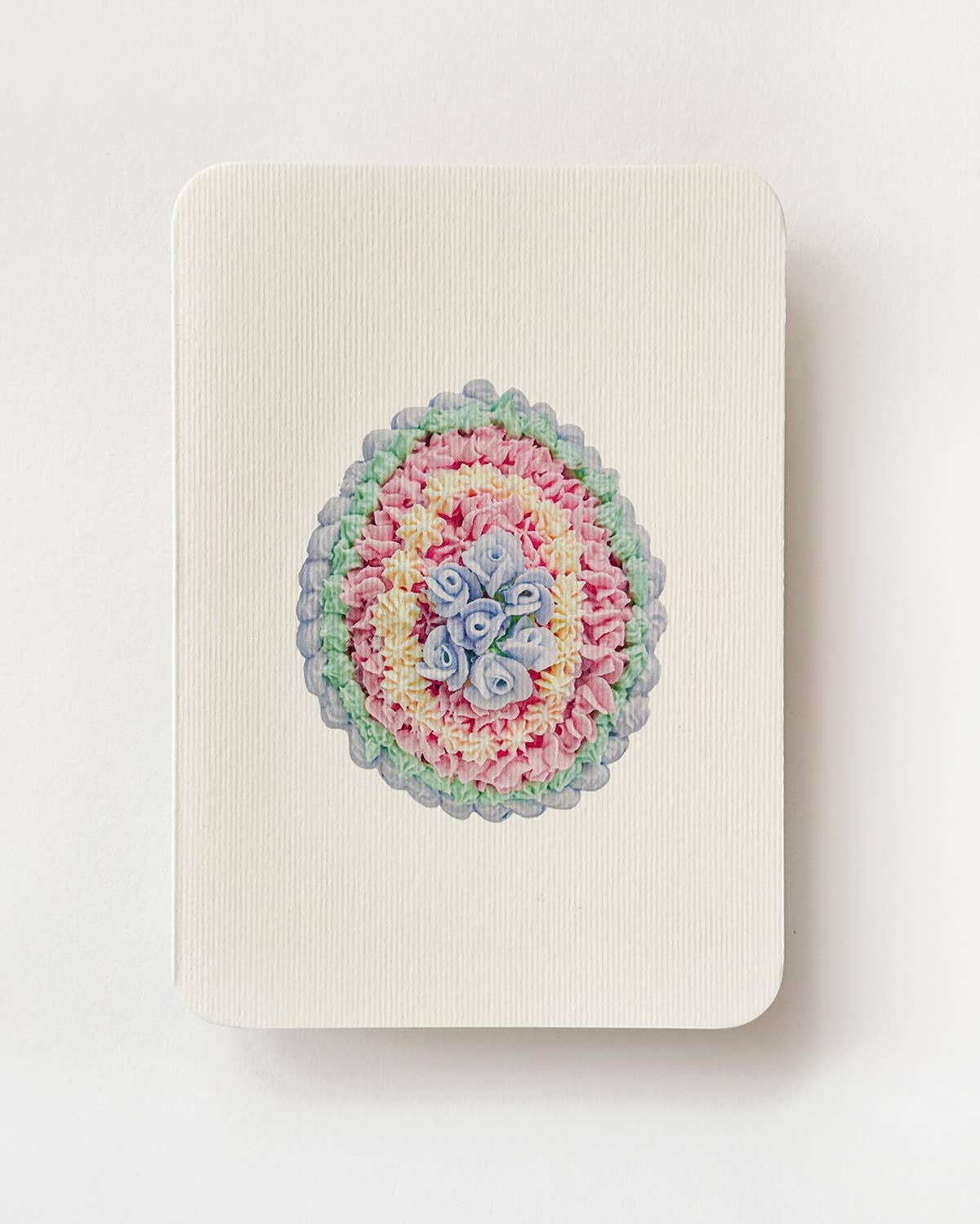 Blue & Pink Posies Royal Icing Egg Greeting Card | Easter