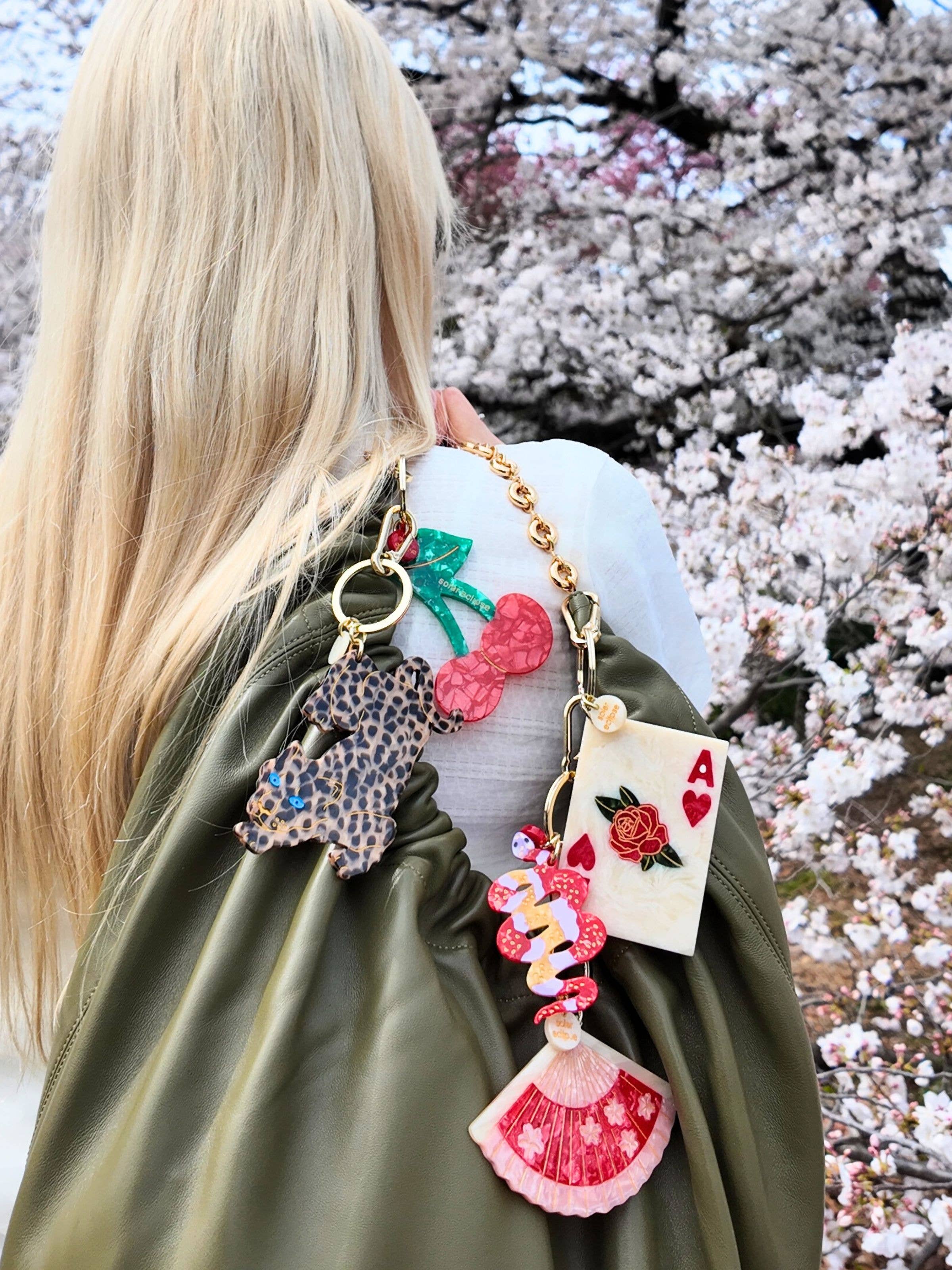 Hand-painted Cherry Bag Charm & Keychain | Eco-Friendly