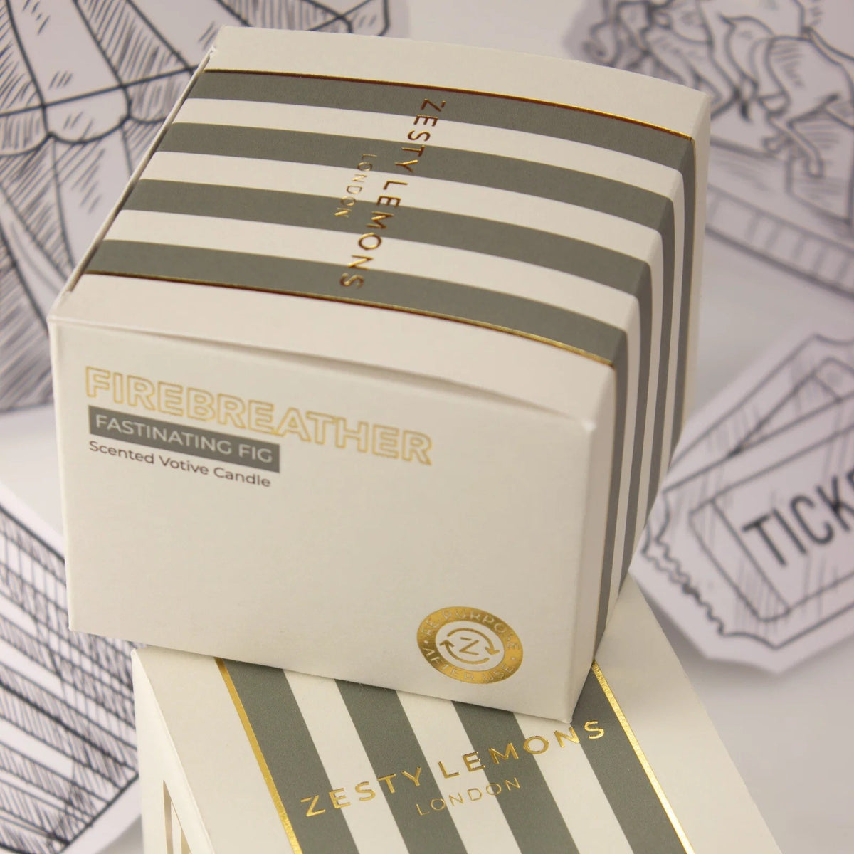 Olive Stripe Scented Candle - Tomato Leaf