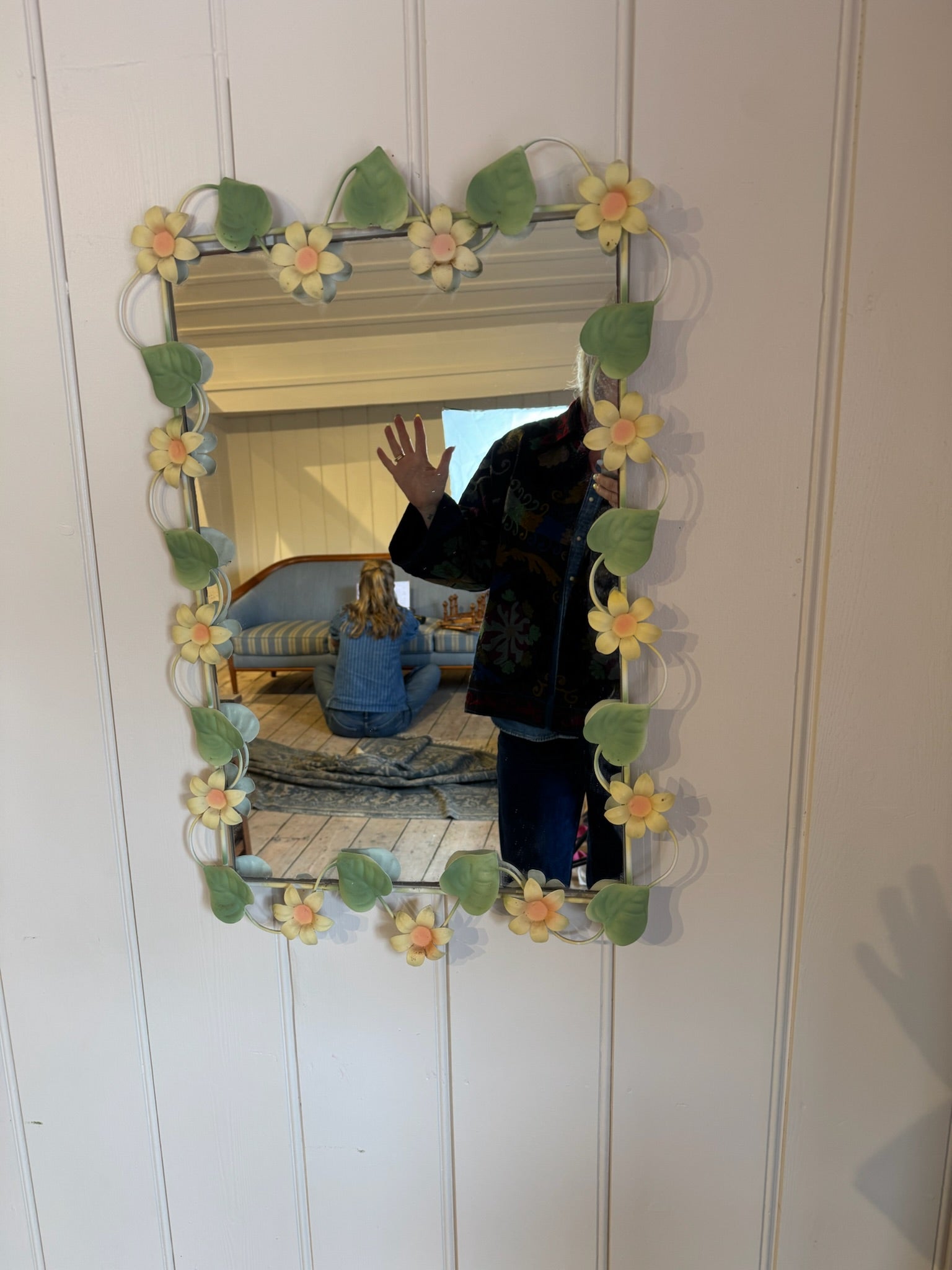 Vintage Metal Floral Mirror