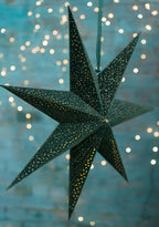 7-Arm Green Velvet Star, Glitter & Led's