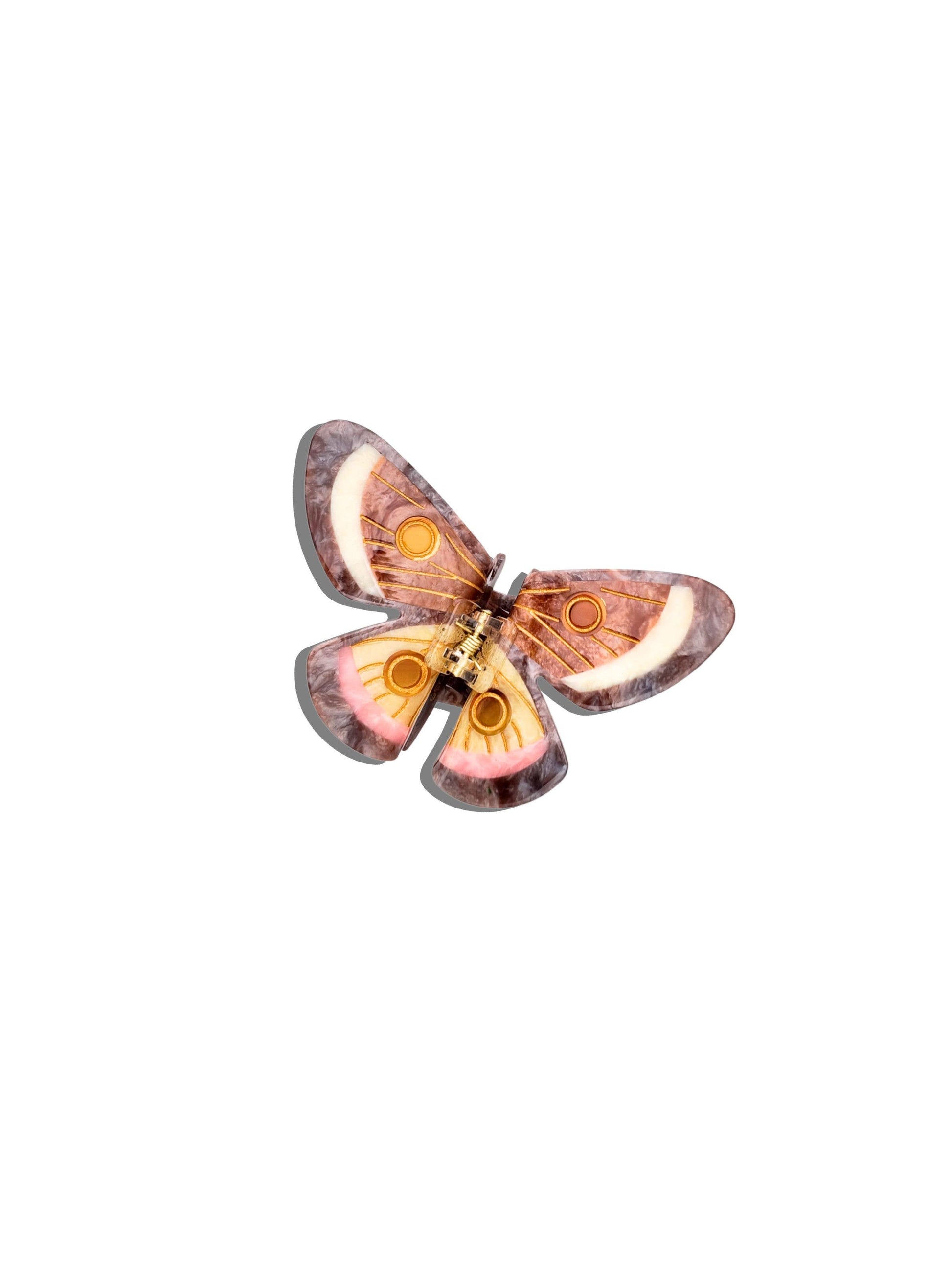 Hand-painted Emperor Silk Moth Claw Hair Clip | Eco-Friendly