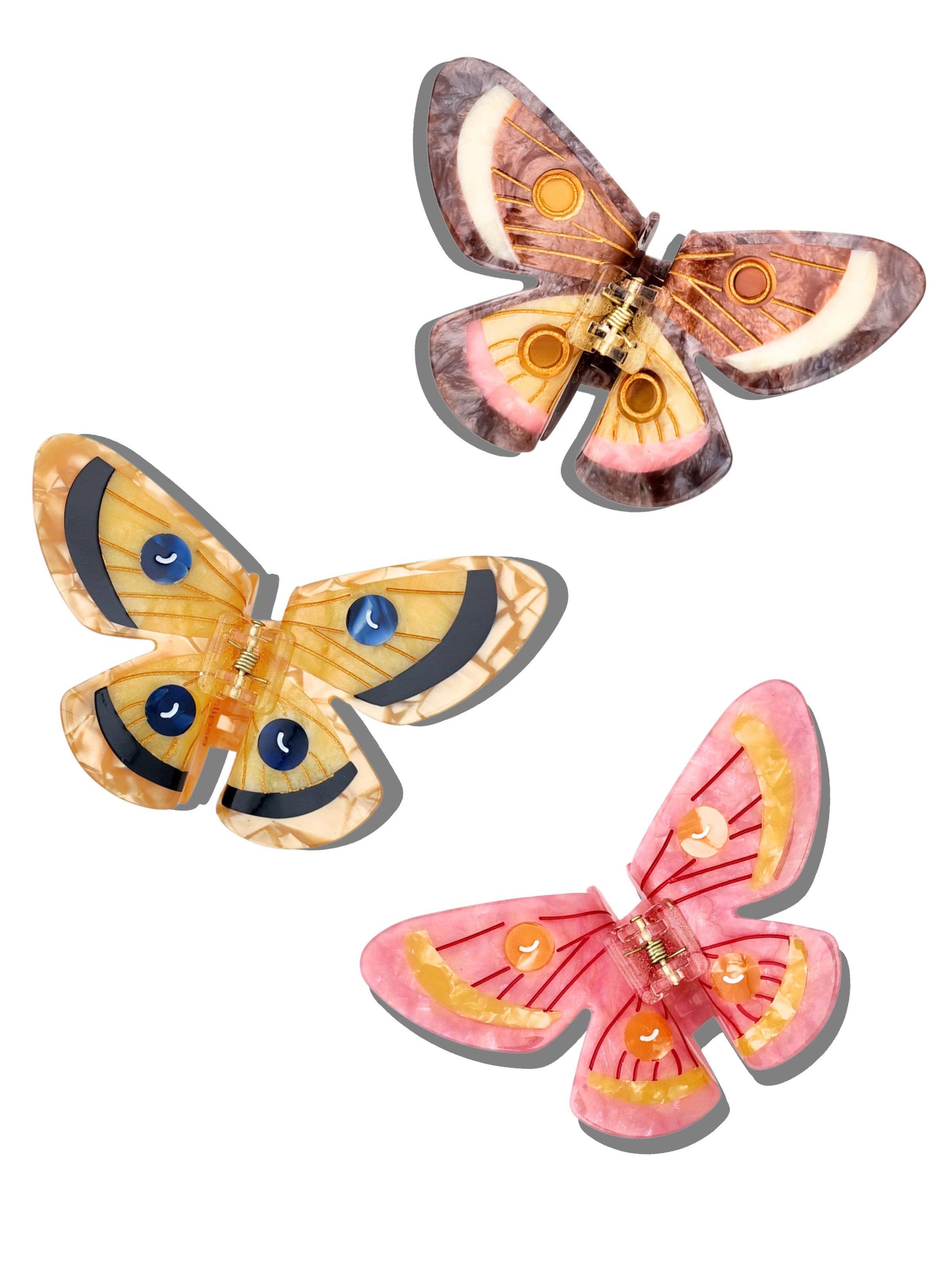 Hand-painted Emperor Silk Moth Claw Hair Clip | Eco-Friendly