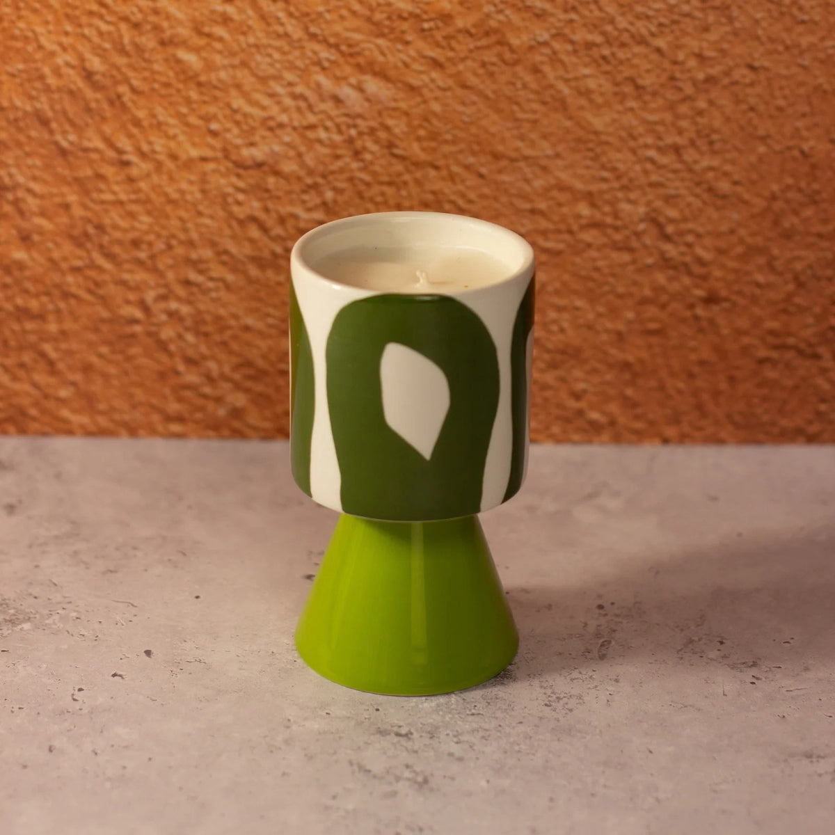 Drip Glaze Olive Candle - Activated Charcoal & Matcha