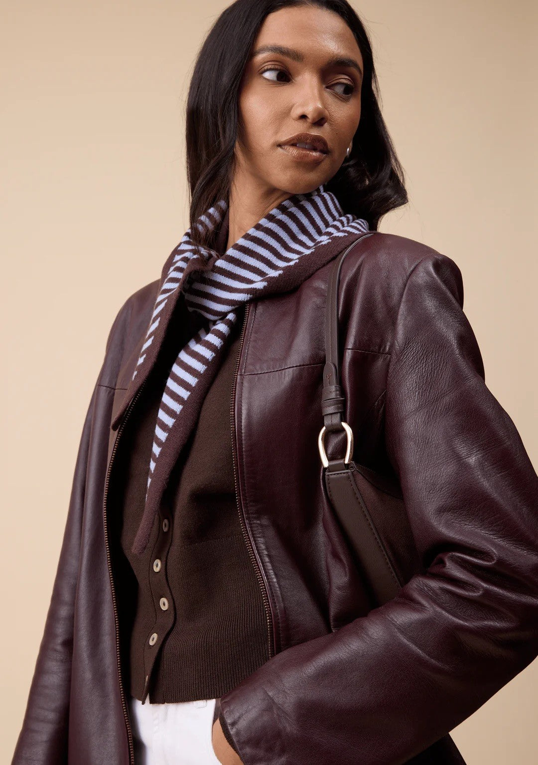 Merino Triangle Blue & Brown Stripe Scarf