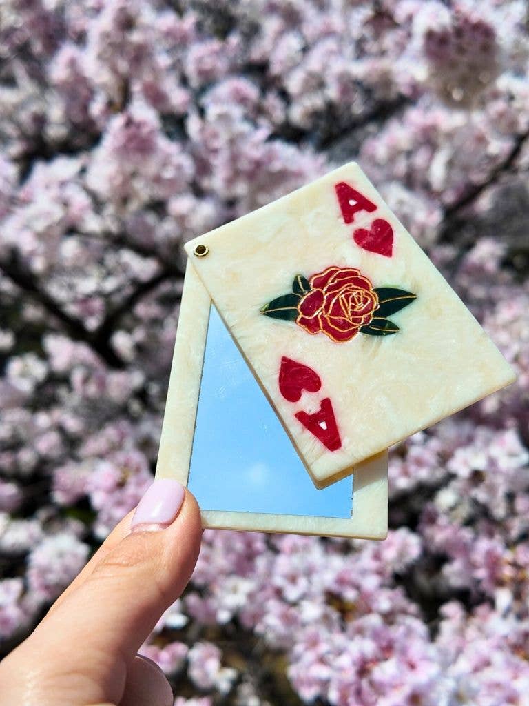 Hand-painted Ace of Hearts Compact Mirror