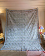 Blue Vine Block Print Throw