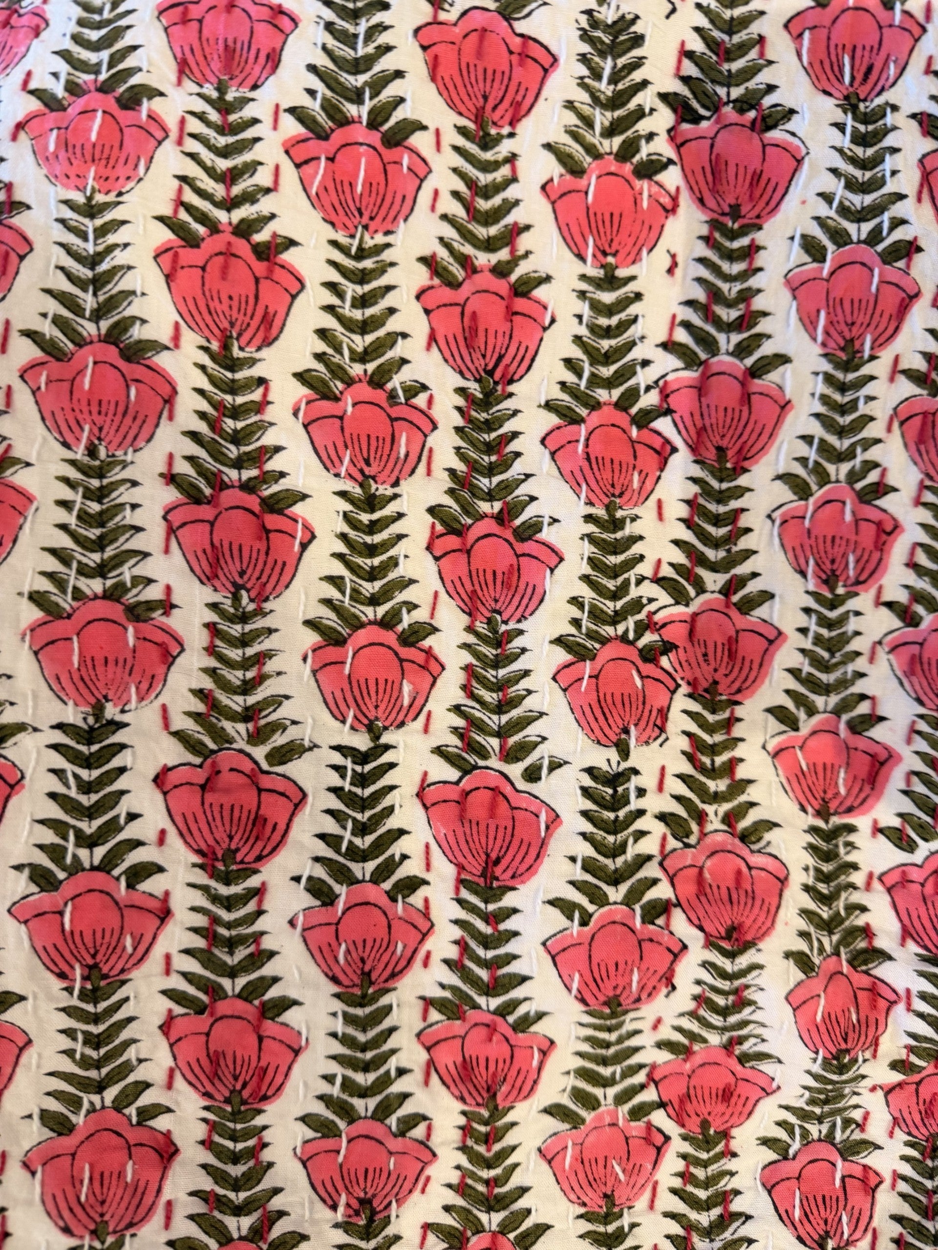 Pink Tulip Block Print Throw