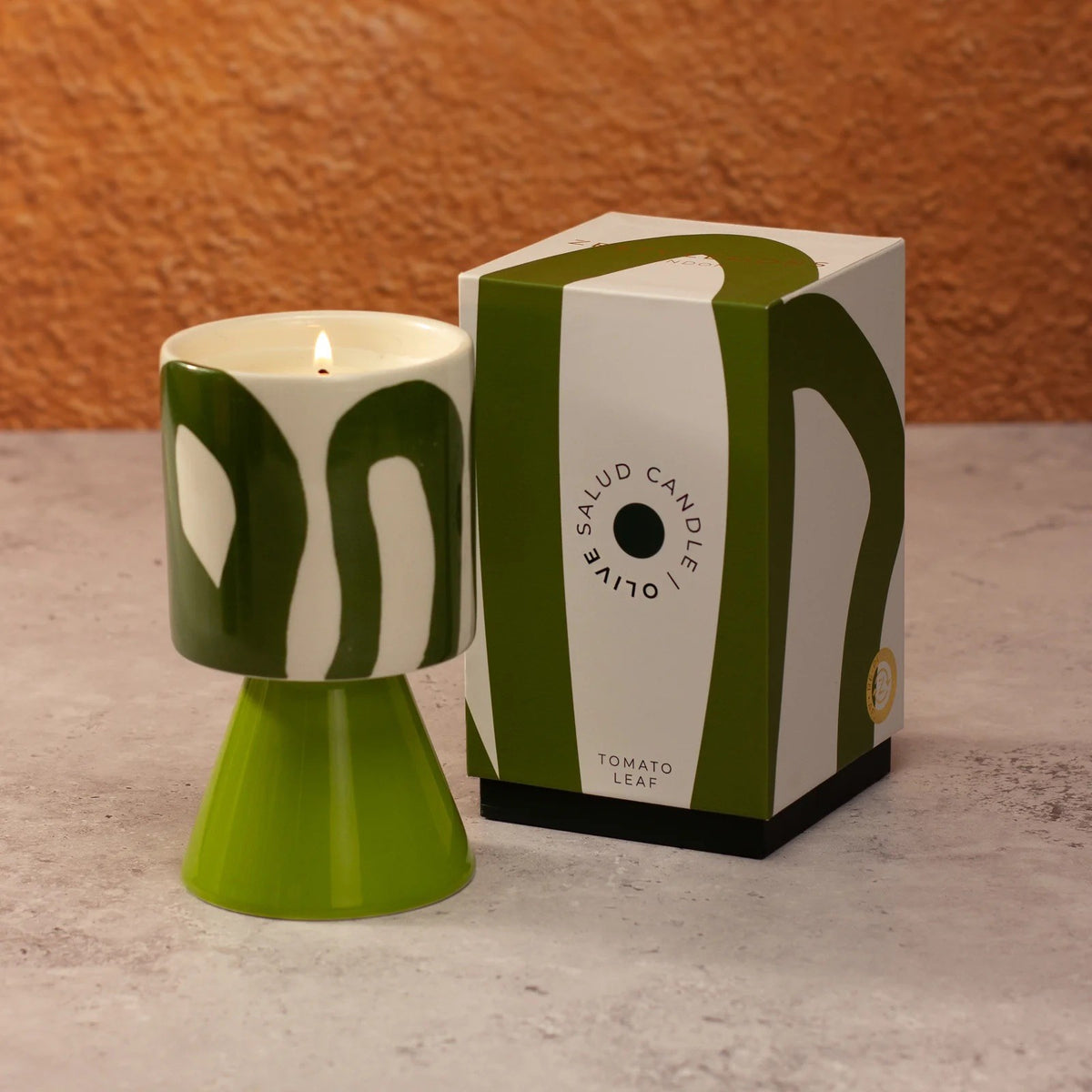 Drip Glaze Olive Candle - Activated Charcoal & Matcha