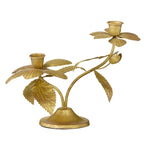 Double Golden Rose Candle Holder