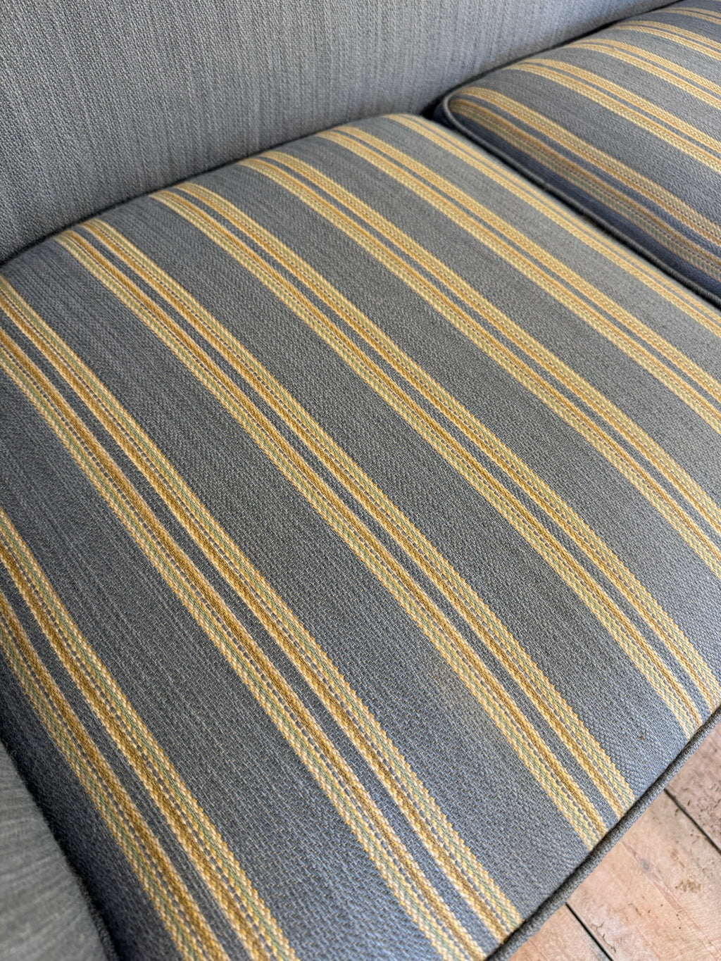 Vintage Swedish Powder Blue Sofa with Striped Cushions