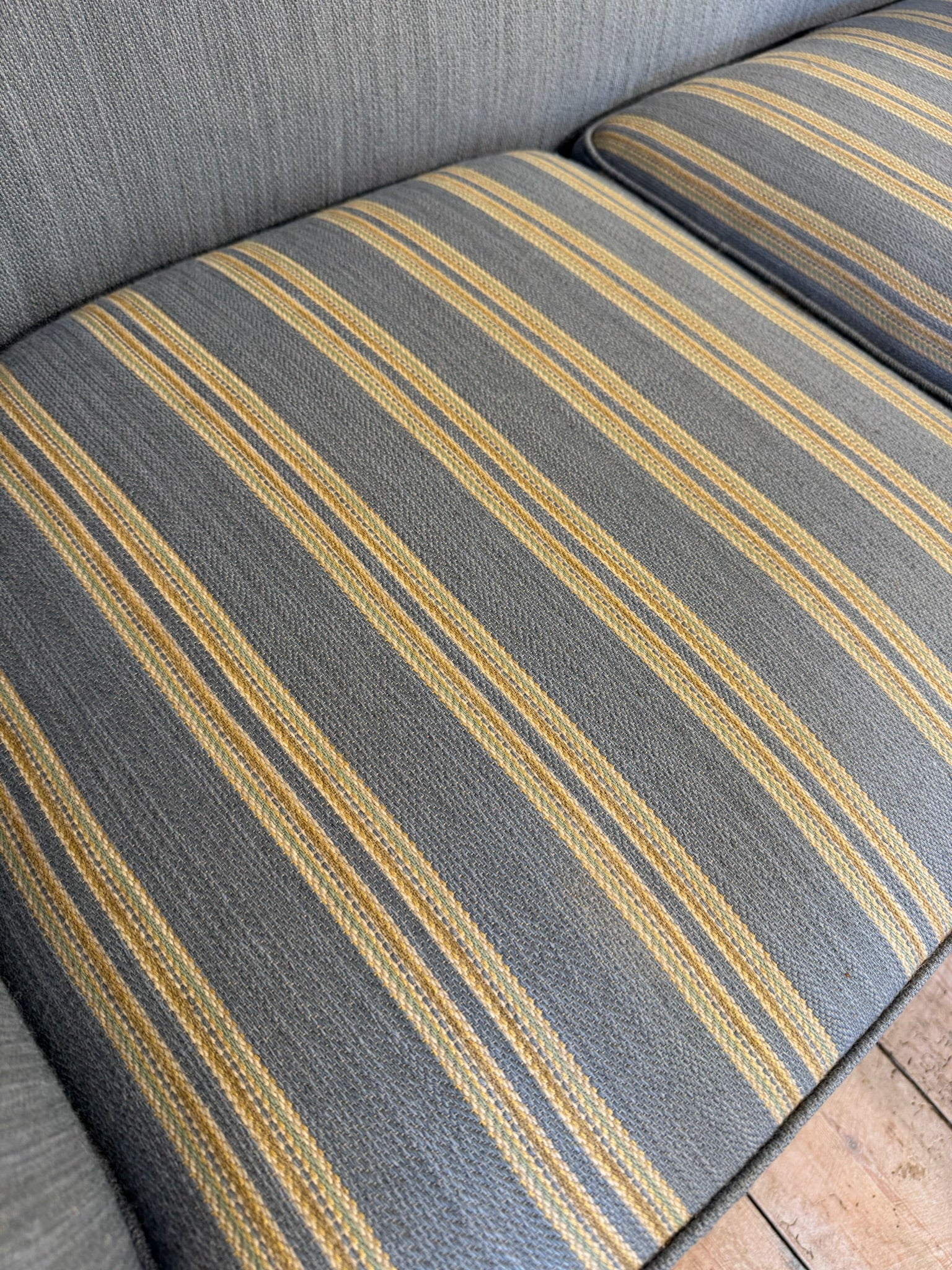 Vintage Swedish Powder Blue Sofa with Striped Cushions