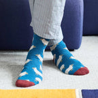 Sheep Men's Lambswool Ankle Socks  -Teal/Red