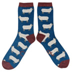 Sheep Men's Lambswool Ankle Socks  -Teal/Red