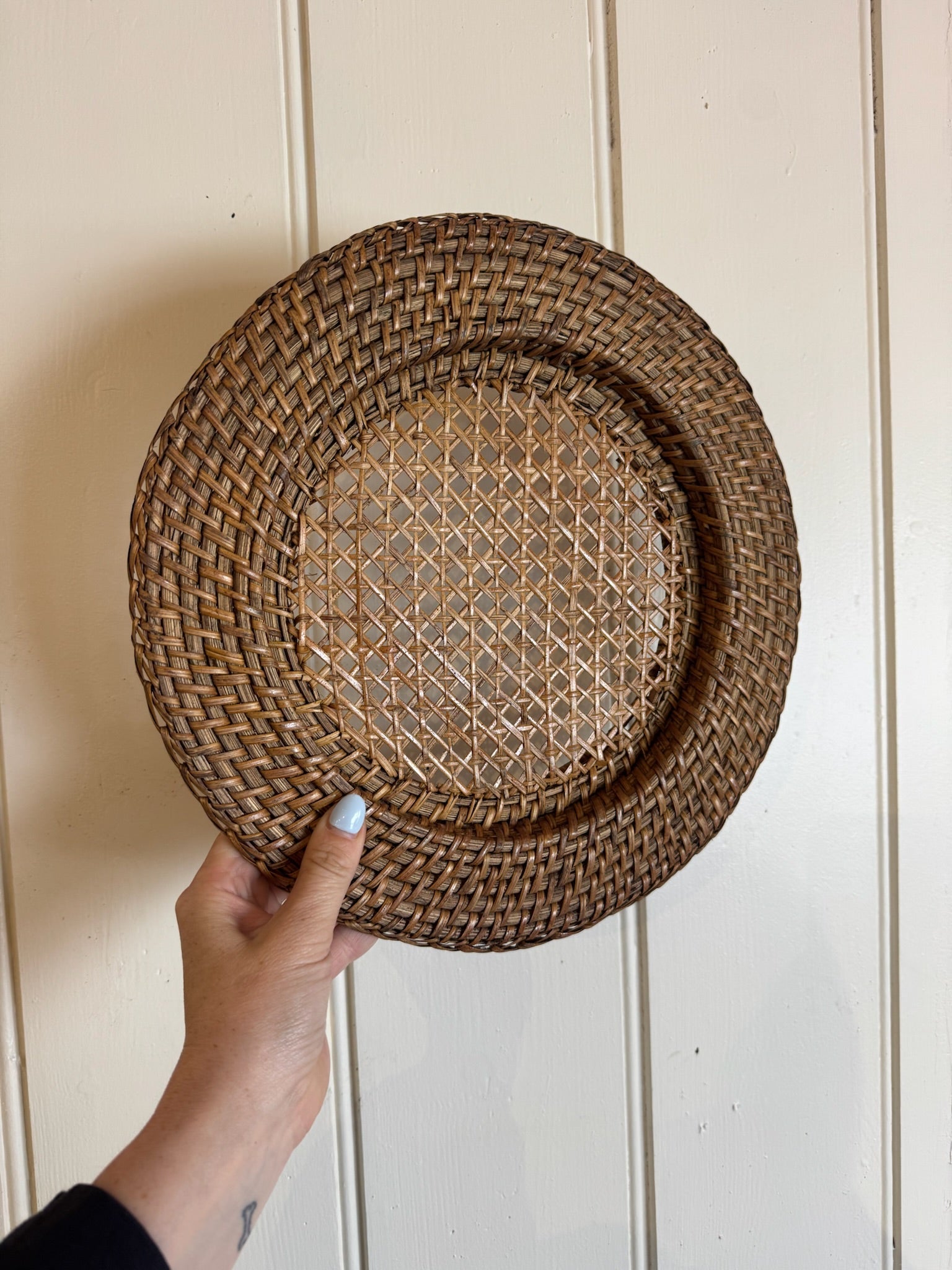 Vintage Set of 6 Rattan Chargers