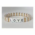 White & Gold LOVE Tile Stretch Stackable Bracelet