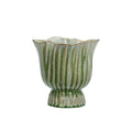 Stoneware flower pot, Green/ Beige/ White