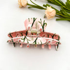Pink Tulip Print Hair Claw Clip