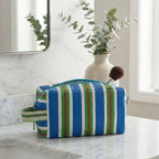 Eco Woven Wash Bag in Medici Blue and Grass Green
