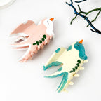 Spring Swallow & Leaf Hair Claw Clip