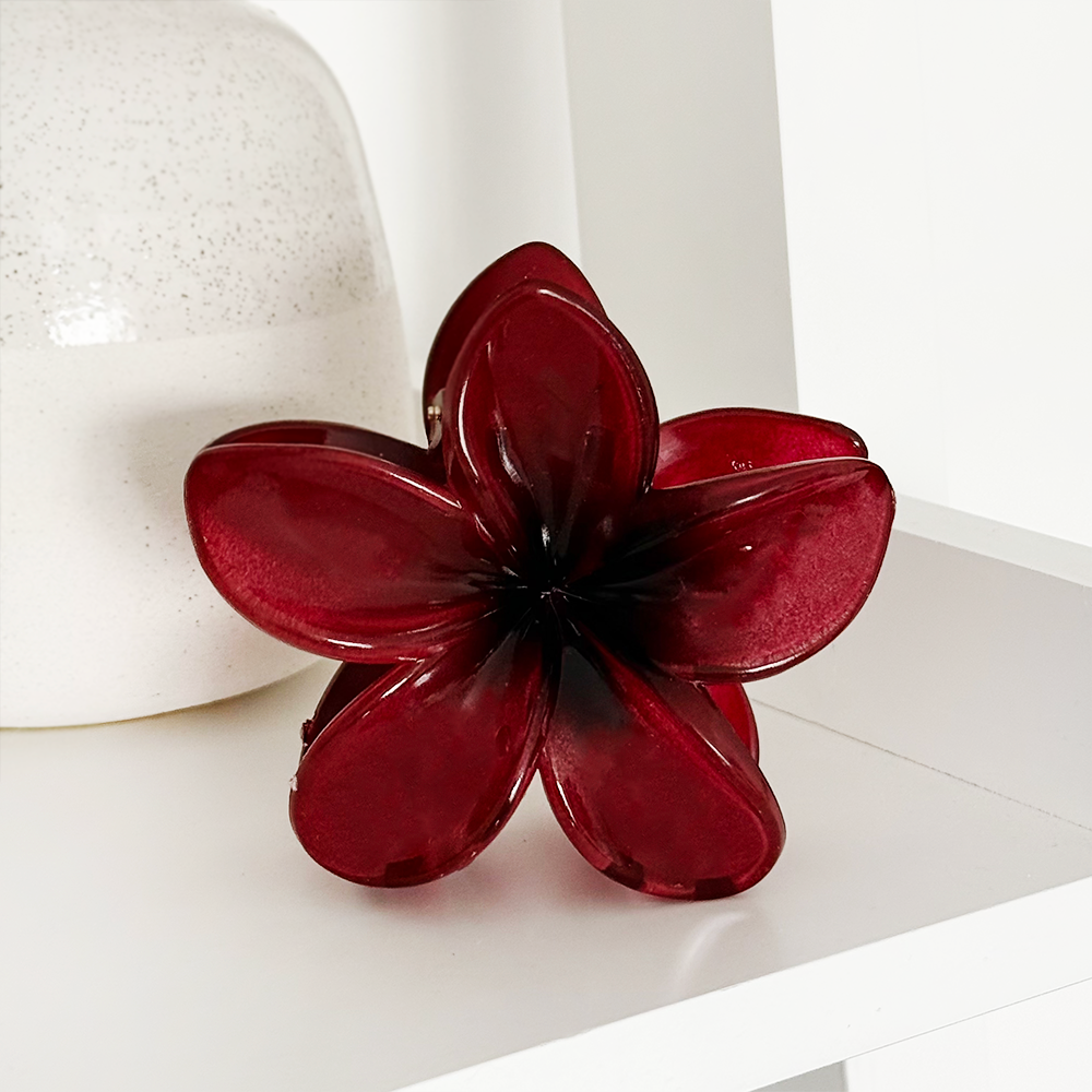 Tropical Flower Claw Clip - Burgundy