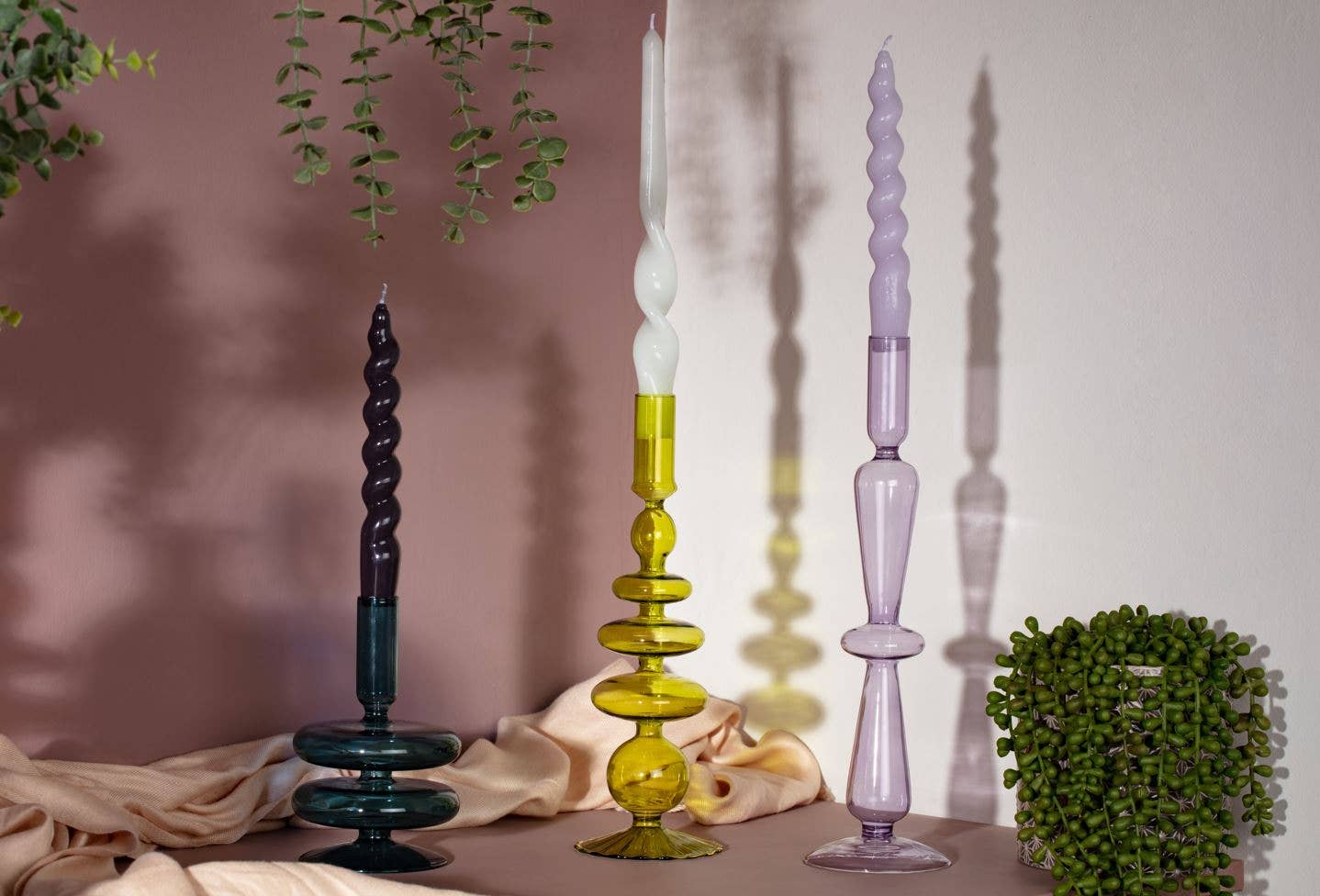 Ocean Teal Coloured Glass Taper Holder
