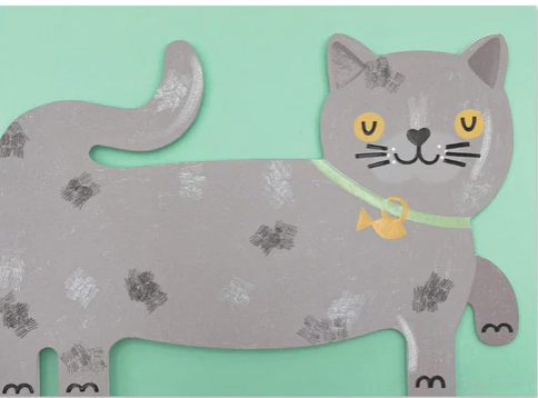 Raspberry Blossom Cat Card