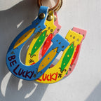 'Be Lucky' Horseshoe Leather Key Fob