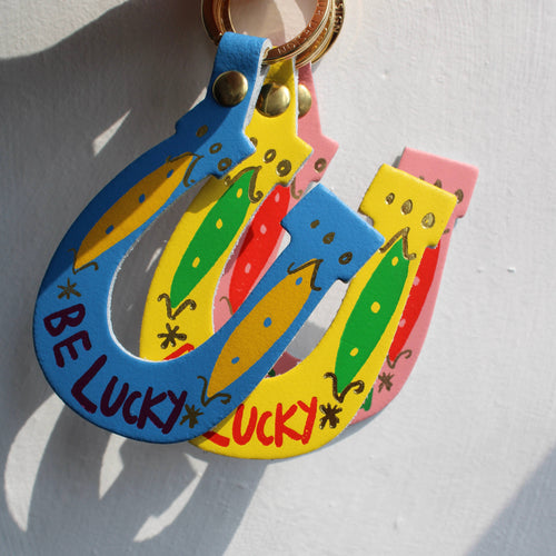 'Be Lucky' Horseshoe Leather Key Fob