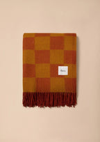 Mustard/Orange Recycled Wool Checkerboard Blanket