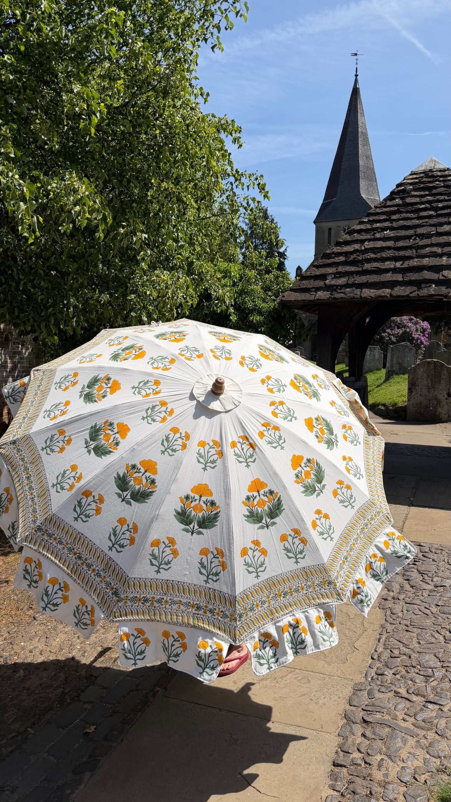 Meadow Yolk Block Print Parasol