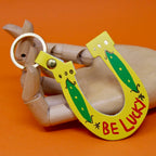 'Be Lucky' Horseshoe Leather Key Fob