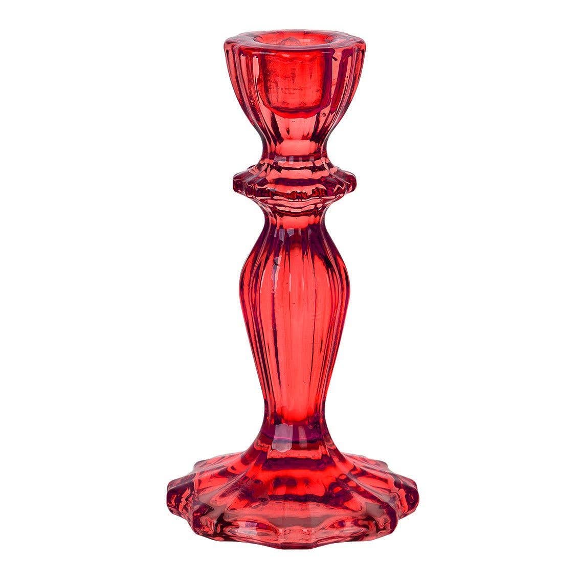 Red Glass Candle Holder