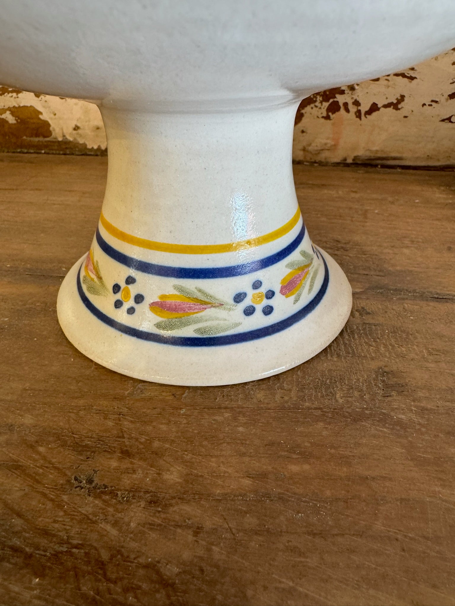 Vintage Quimper Pottery Pedestal Bowl