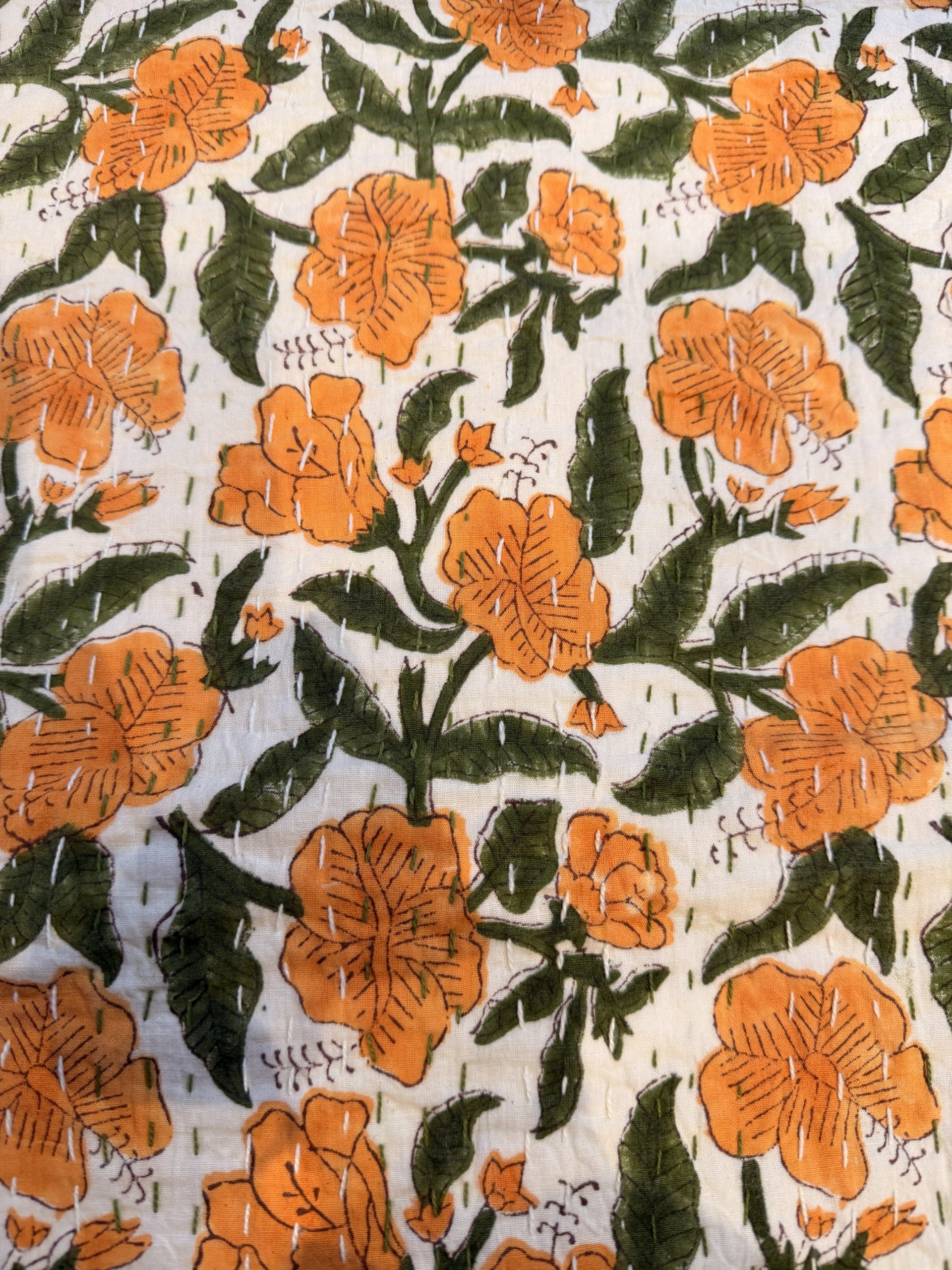 Yellow Hibiscus Block Print Throw
