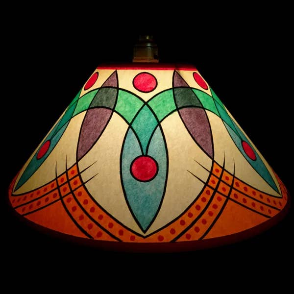 Hand-painted Harlequin Lampshade - Yellow Red