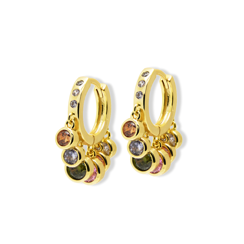 Pastel Stone Drop Hoop Earrings
